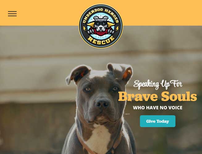 A website developed for the non-profit Underdogheroes.org dog rescue